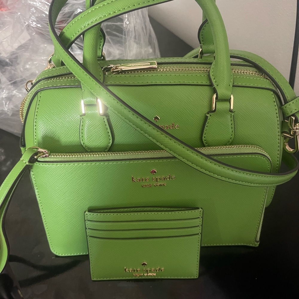 Kate Spade Saffiano Duffle Madison & Green card holder and wallet New bundle - Picture 3 of 12